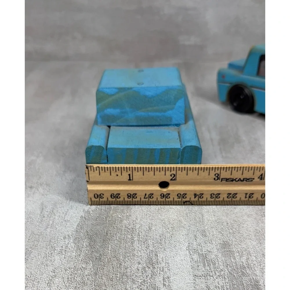 Handmade Wooden Toy Cars Blue Rustic Personalized Kayla Jake Minion Set of 2